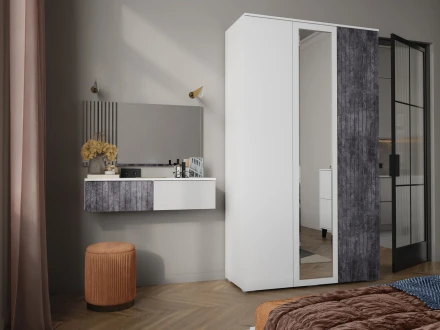 Тумба навесная Ливерпуль, белый/бетон темный 